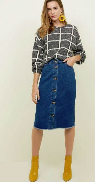 new look denim midi skirt